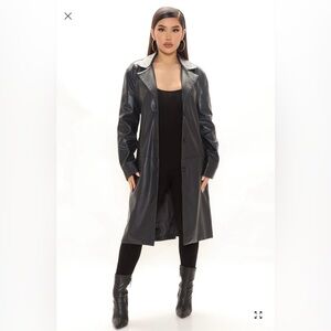 City Streets Faux Leather Coat - Black